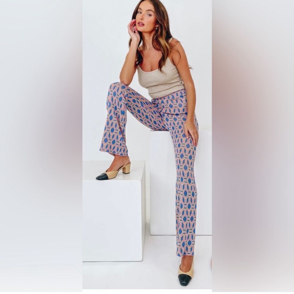 Zara Pink Blue Knit Pants